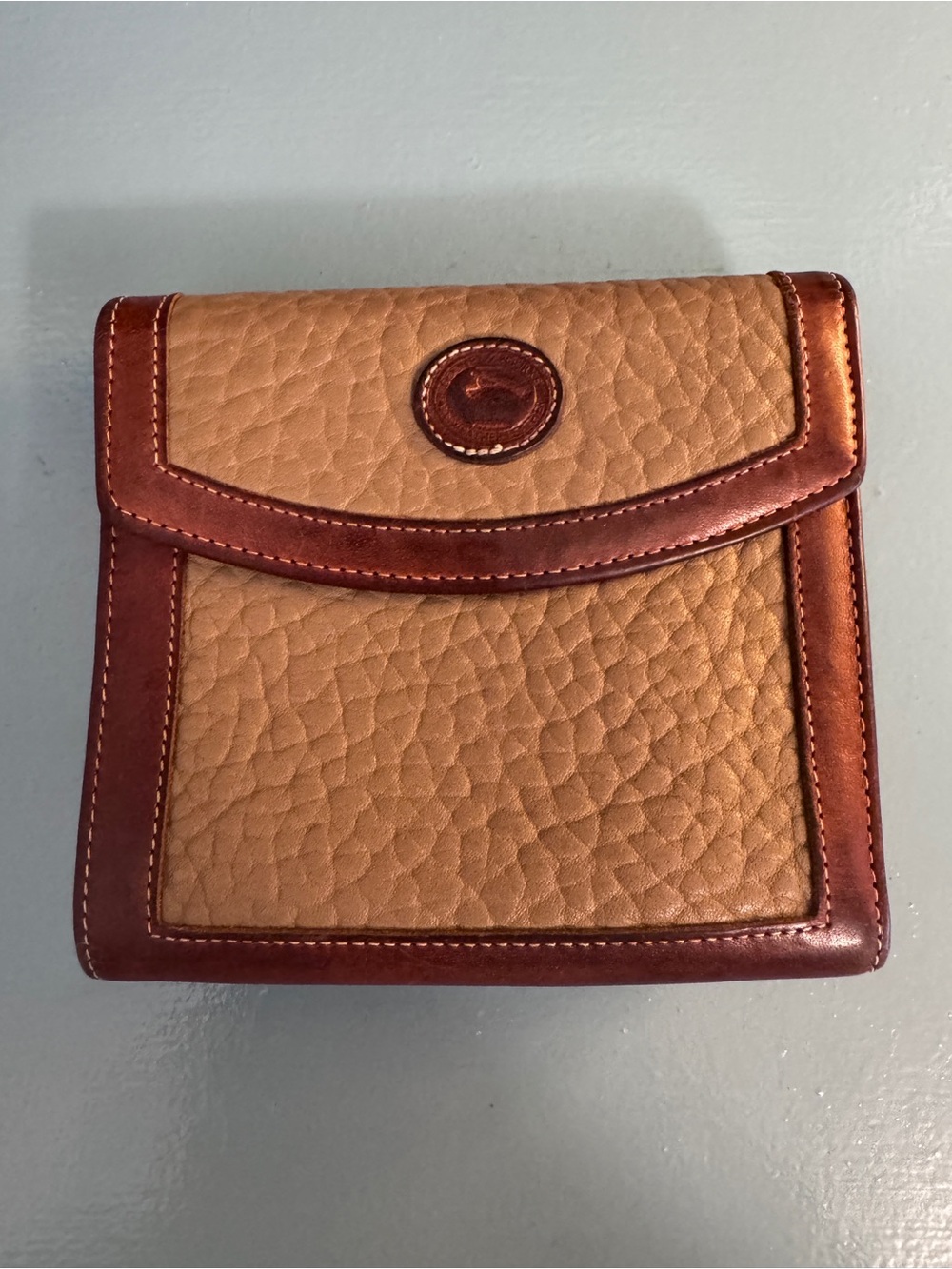 Vintage Y2K Dooney & Bourke Tan and Brown Pebbled Leather Wallet